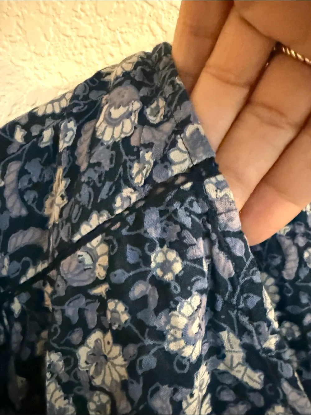 Lucky Brand Womens Shirt Blouse Blue Floral Short Sleeve Lace Plus Size 3X